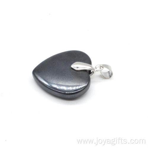 Wholesale Fashion Jewelry Black Hematite Heart-shaped Pendant with 9 Findings Clasp